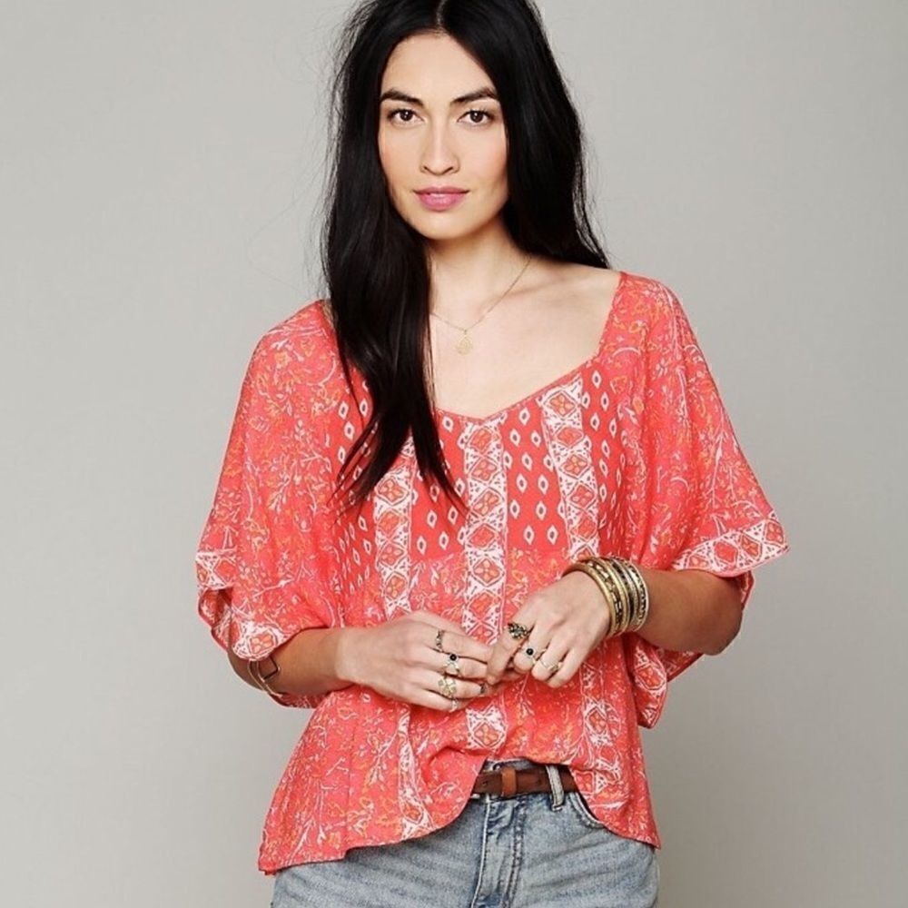 Free People Mixed Print Blouse